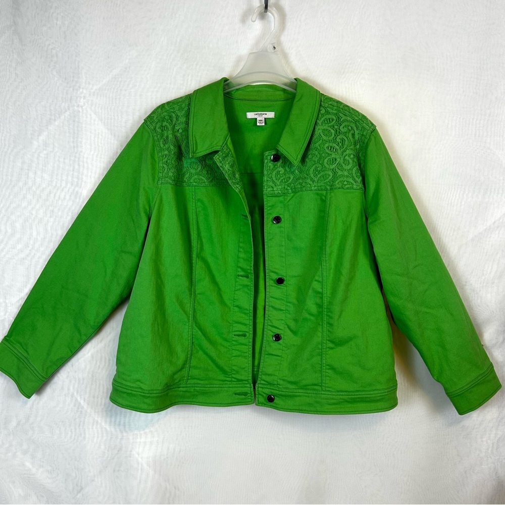 Women’s Green Lace Trimmed Liz Claiborne Denim Jacket / Size 26W